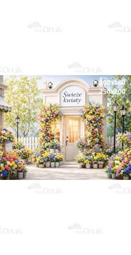 Tło fotograficzne „Kwiaciarnia Świeże Kwiaty w wiosennej aranżacji” | E854